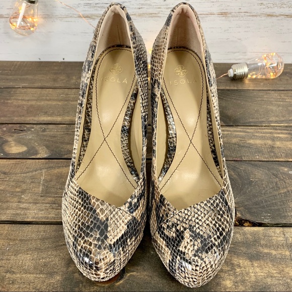 ISOLÁ Cagney Sand Snakeskin Print Platform Heels - Picture 9 of 14